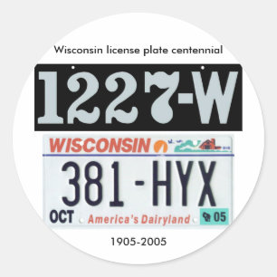 Wisconsin License Plate Centennial Runt Klistermärke