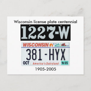 Wisconsin License Plate Centennial Vykort