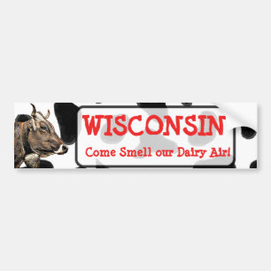 Wisconsin luktar vår skjorta för kon för bildekal