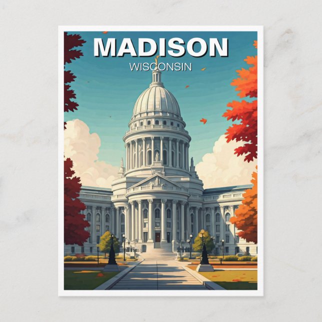 Wisconsin Madison State Huvudstad Vykort (Framsida)