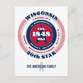 Wisconsin, Madison, WI, Patriotic, Monogram Vykort