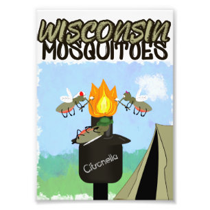 Wisconsin Mosquitoes Tecknad - Tiki Camping Fototryck