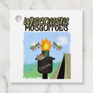Wisconsin Mosquitoes Tecknad - Tiki Camping Gåvor Etiketter