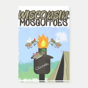 Wisconsin Mosquitoes Tecknad - Tiki Camping Post-it Block