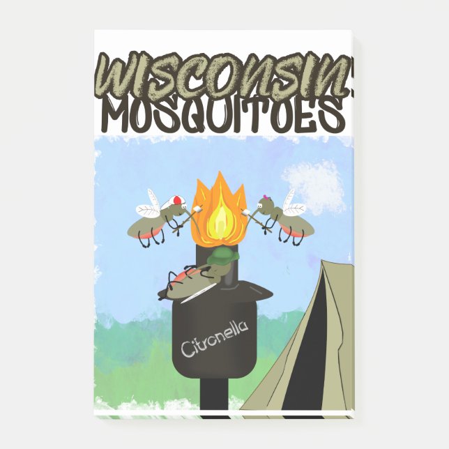 Wisconsin Mosquitoes Tecknad - Tiki Camping Post-it Block (Framsida)