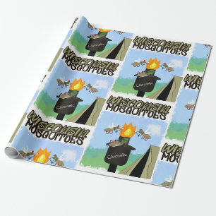 Wisconsin Mosquitoes Tecknad - Tiki Camping Presentpapper