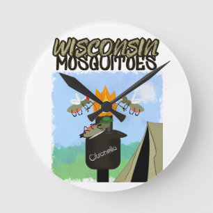 Wisconsin Mosquitoes Tecknad - Tiki Camping Rund Klocka