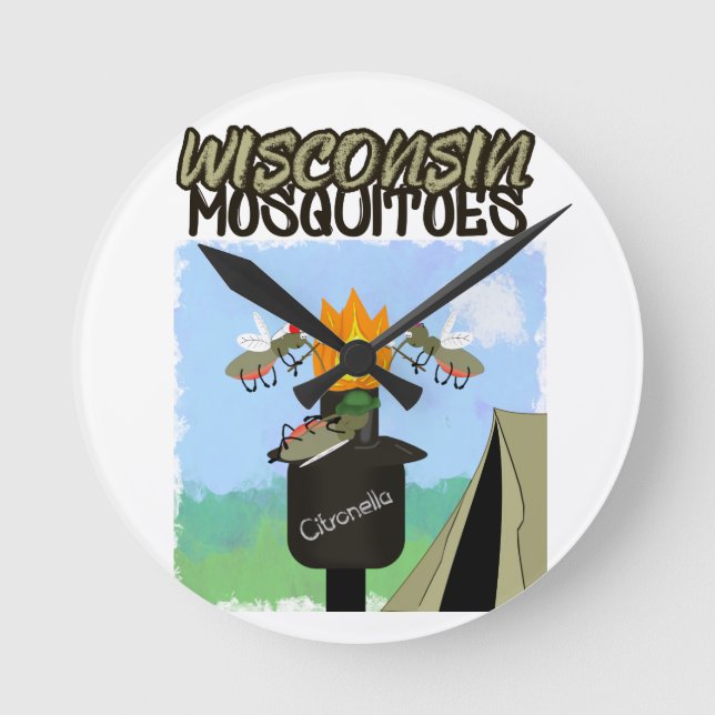 Wisconsin Mosquitoes Tecknad - Tiki Camping Rund Klocka (Framsida)