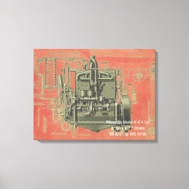 Wisconsin Motor Milwaukee Wisconsin Engine Tidigt  Canvastryck (Framsida)