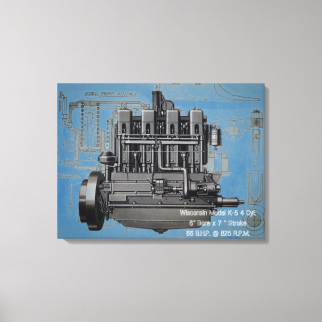 Wisconsin Motor Milwaukee Wisconsin Engine Tidigt  Canvastryck (Framsida)