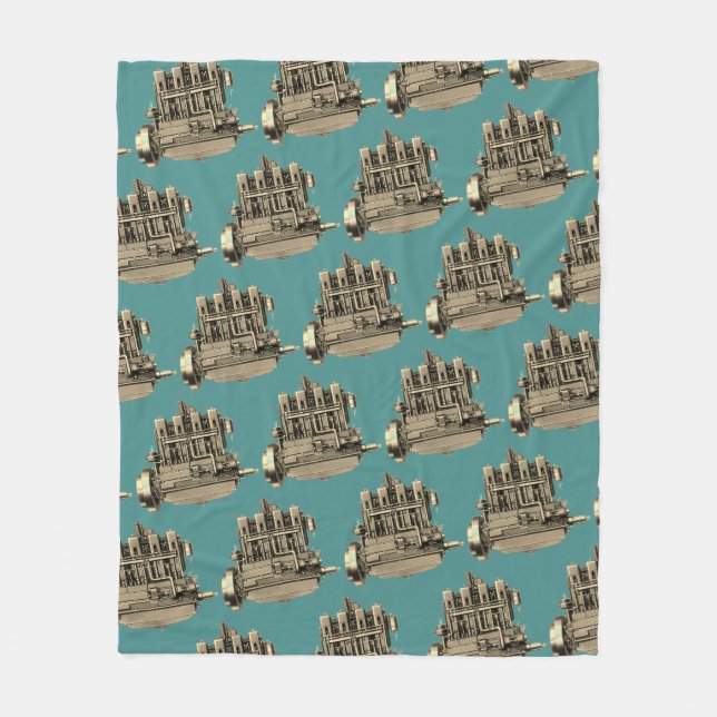 Wisconsin Motor Milwaukee Wisconsin Engine Tidigt  Fleecefilt (Framsidan)