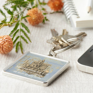 Wisconsin Motor Milwaukee Wisconsin Engine Tidigt  Fyrkantig Silverfärgad Nyckelring