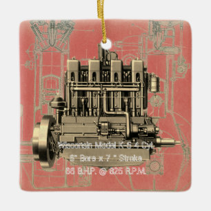 Wisconsin Motor Milwaukee Wisconsin Engine Tidigt  Julgransprydnad Keramik