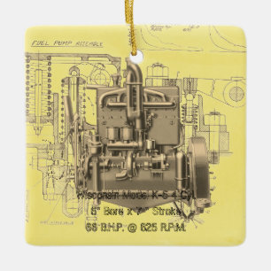 Wisconsin Motor Milwaukee Wisconsin Engine Tidigt  Julgransprydnad Keramik