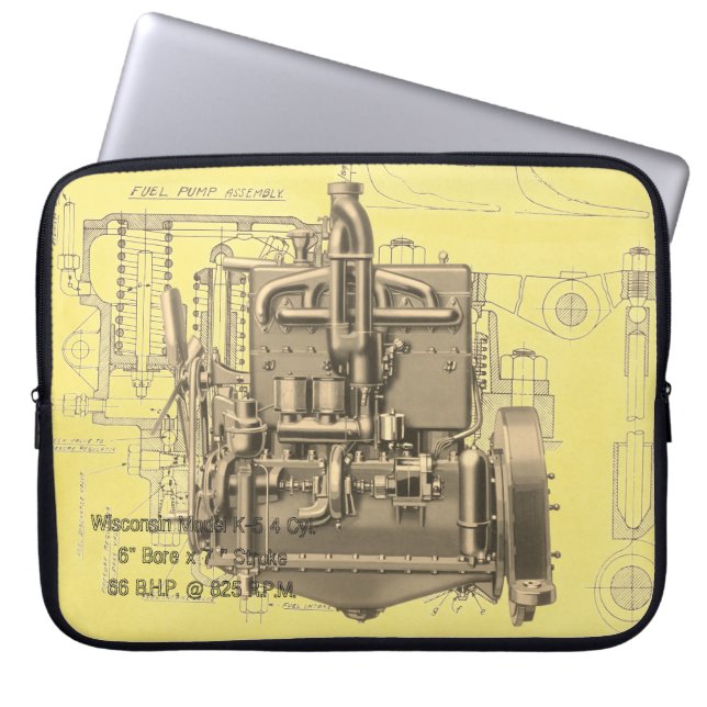 Wisconsin Motor Milwaukee Wisconsin Engine Tidigt  Laptop Sleeve (Framsidan)