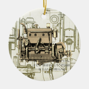 Wisconsin Motor Milwaukee Wisconsin-gasmotor B-3 Julgransprydnad Keramik