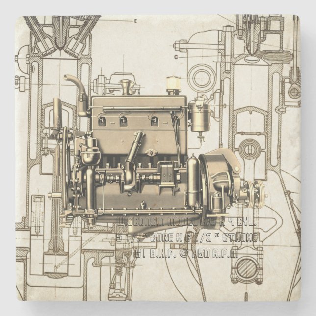 Wisconsin Motor Milwaukee Wisconsin-gasmotor B-3 Stenunderlägg (Framsidan)