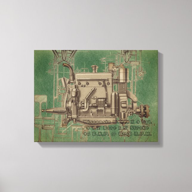 Wisconsin Motor Milwaukee Wisconsin gasmotor X Canvastryck (Framsida)