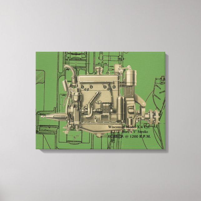Wisconsin Motor Milwaukee Wisconsin gasmotor X Canvastryck (Framsida)