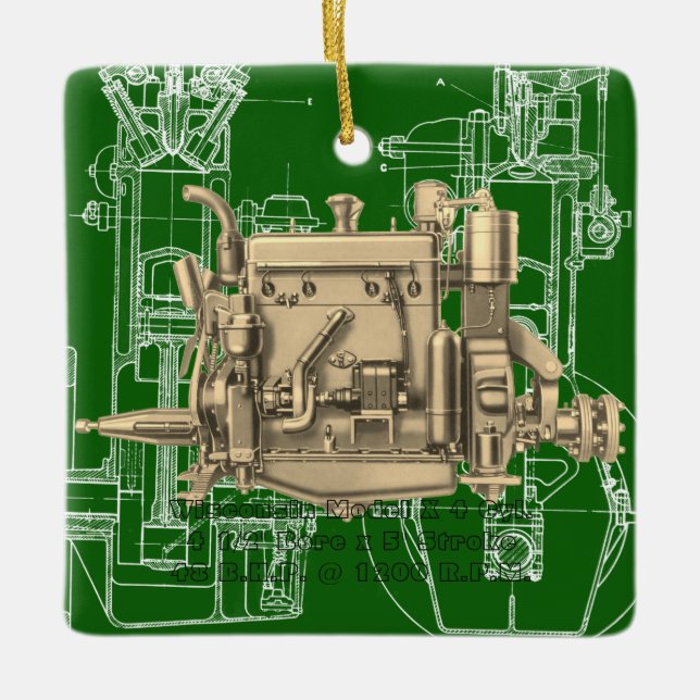 Wisconsin Motor Milwaukee Wisconsin gasmotor X Julgransprydnad Keramik (Framsida)