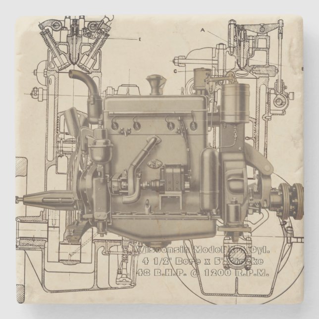 Wisconsin Motor Milwaukee Wisconsin gasmotor X Underlägg Sten (Framsidan)