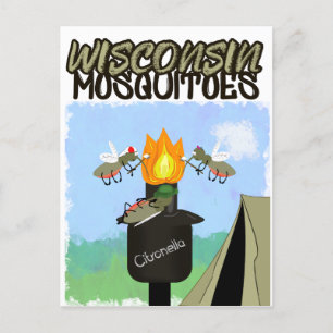 Wisconsin Myggor Tecknad Film - Camping av Tiki Meddelande Vykort