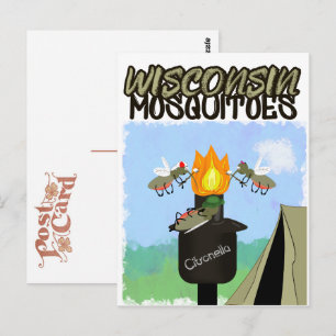 Wisconsin Myggor Tecknad Film - Camping av Tiki Vykort