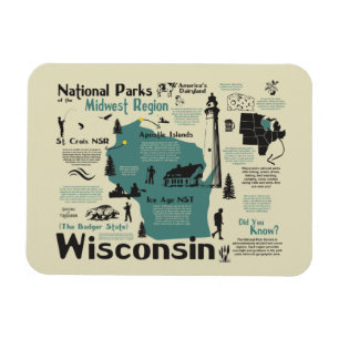 Wisconsin National Parker Karta Magnet