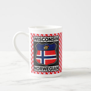 Wisconsin Norska Amerikanska Benporslin Mugg