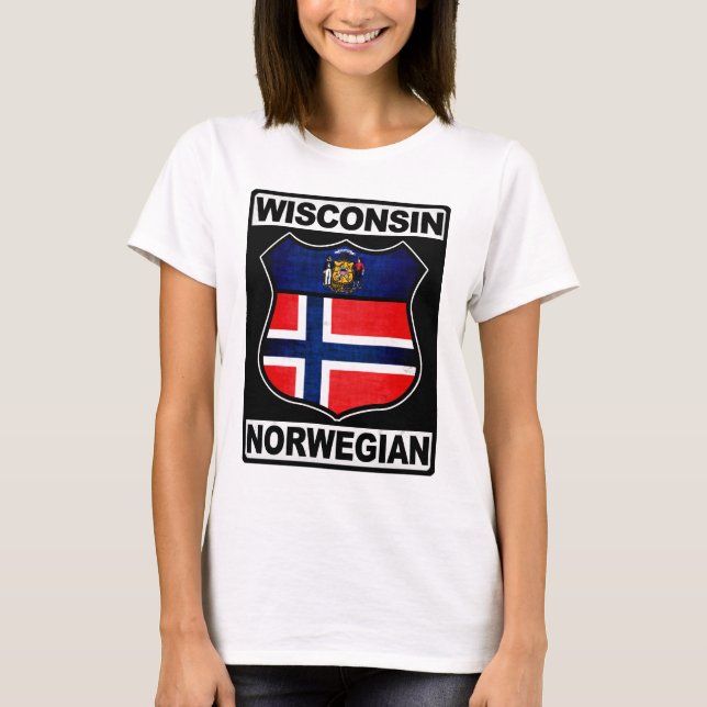 Wisconsin Norska Amerikanska T Shirt (Framsida)