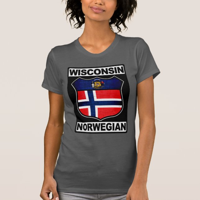 Wisconsin Norska Amerikanska Tee Shirt (Framsida)