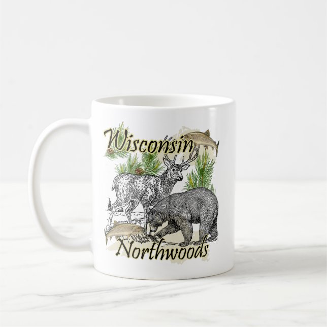 Wisconsin Northwood Sportsman Hunting Fishing Mugg (Vänster)