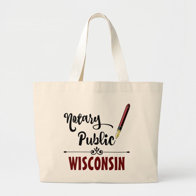 Wisconsin Notary Public Bläck Pen Jumbo Tygkasse (Framsidan)