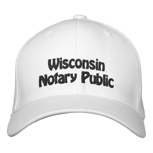 Wisconsin Notary Public Embroized Baseball Cap Broderad Keps (Framsida)