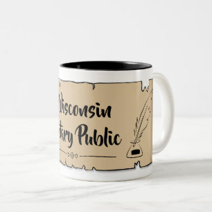 Wisconsin Notary Public Rulla Feather Quill Två-Tonad Mugg
