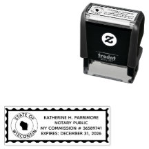 Wisconsin Notary Public Self Inking Rubber Frimärk