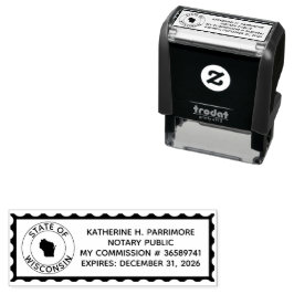 Wisconsin Notary Public Self Inking Rubber Frimärk Självfärgande Stämpel