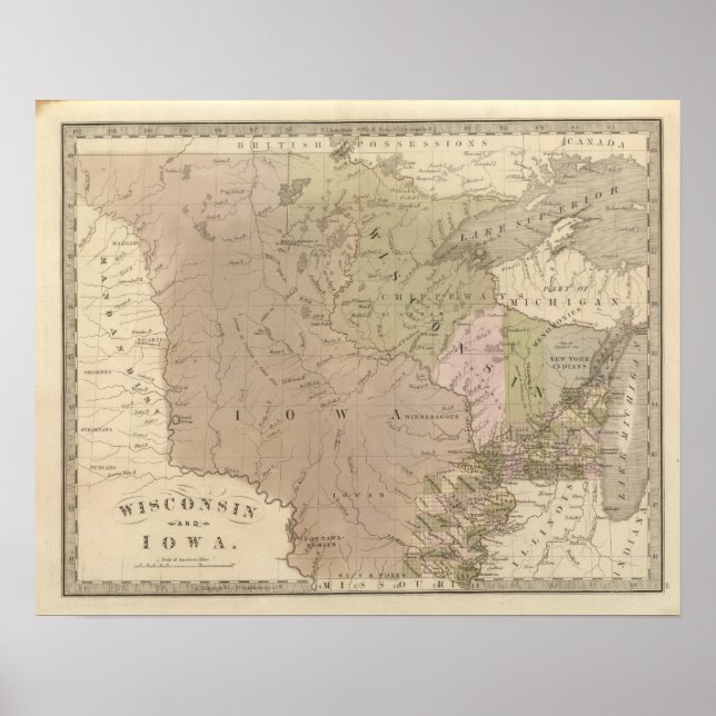 Wisconsin och Iowa Poster (Framsidan)