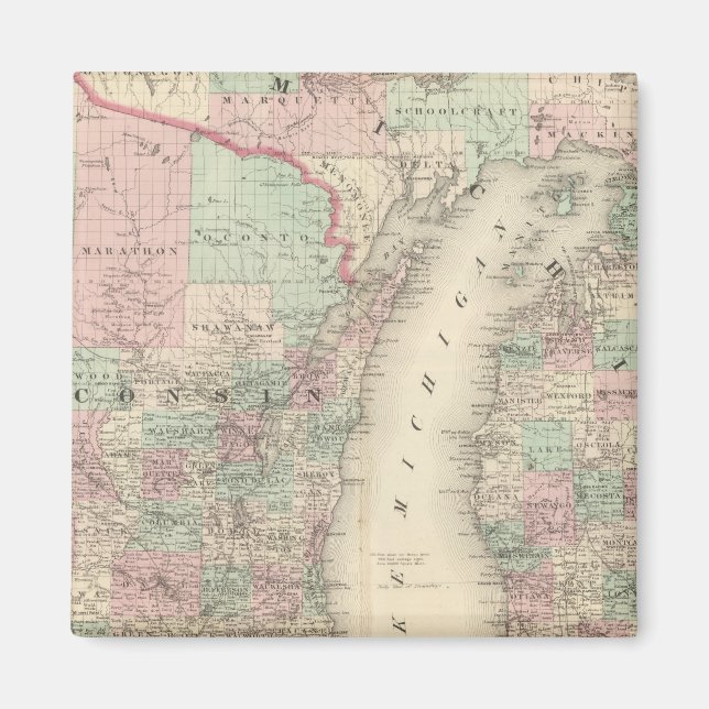 Wisconsin och Michigan Magnet (Framsidan)