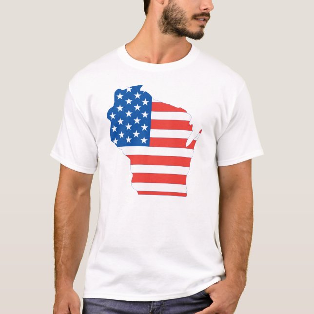 Wisconsin patriotisk skjorta t shirt (Framsida)