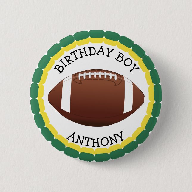 Wisconsin Personalize Birthday Boy Football Button Knapp (Framsida)