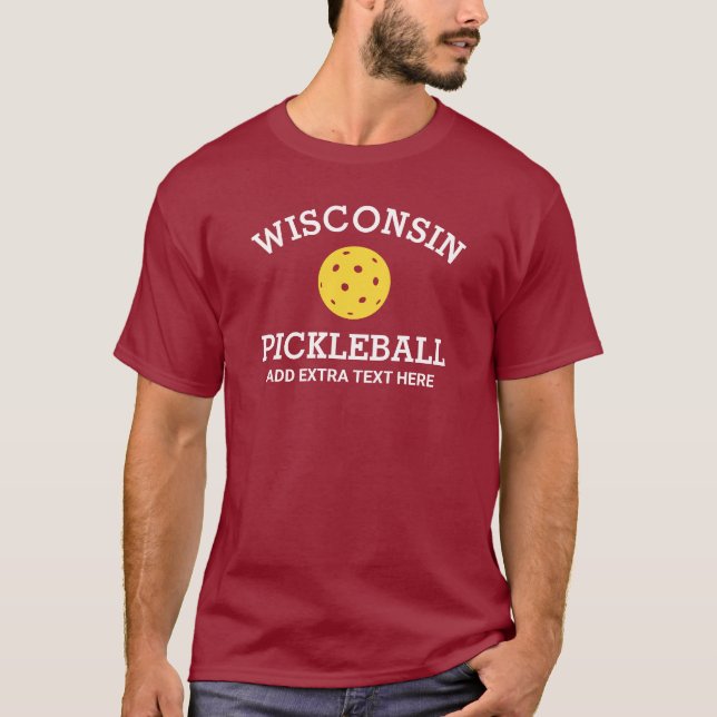 Wisconsin Pickleball Add Klubb, Partner Namn Anpas T Shirt (Framsida)