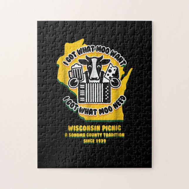 Wisconsin Picnic Cow Beer, Cheese & Accordion Pussel (Vertikal)