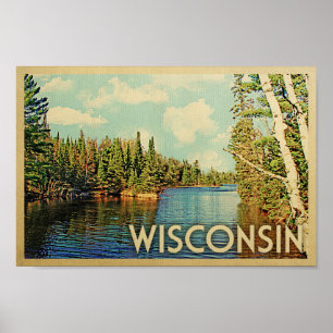 Wisconsin Poster - Sjö Vintage resor Skriv ut