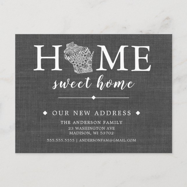 WISCONSIN-postkort för meddelanden om Flytta (Framsida)