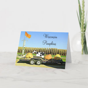 Wisconsin Pumpkins och Dairy Cow Halloween Card Kort