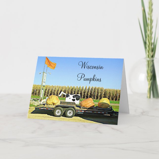 Wisconsin Pumpkins och Dairy Cow Halloween Card Kort (Framsida)