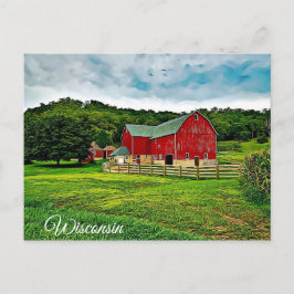 Wisconsin Red Barn Farm Scenia View vykort