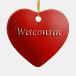 Wisconsin Red Heart Keepsak Ornament