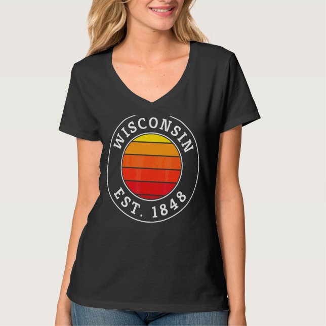 Wisconsin Retro Sunset Graphic T Shirt (Framsida)